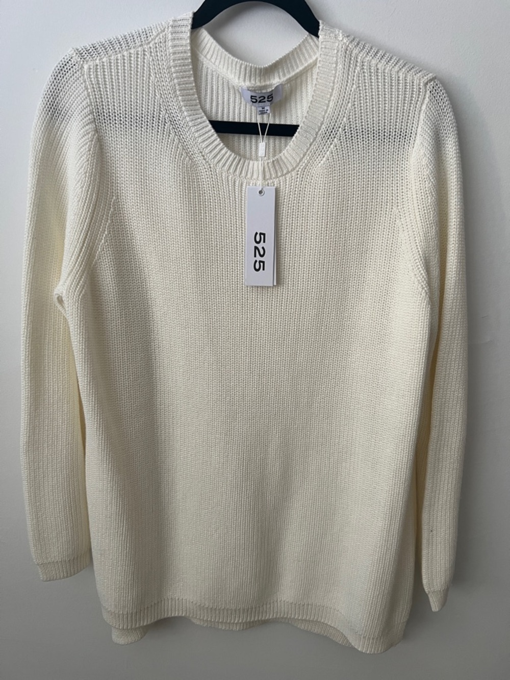 525 America Ivory Ribbed Crewneck Sweater